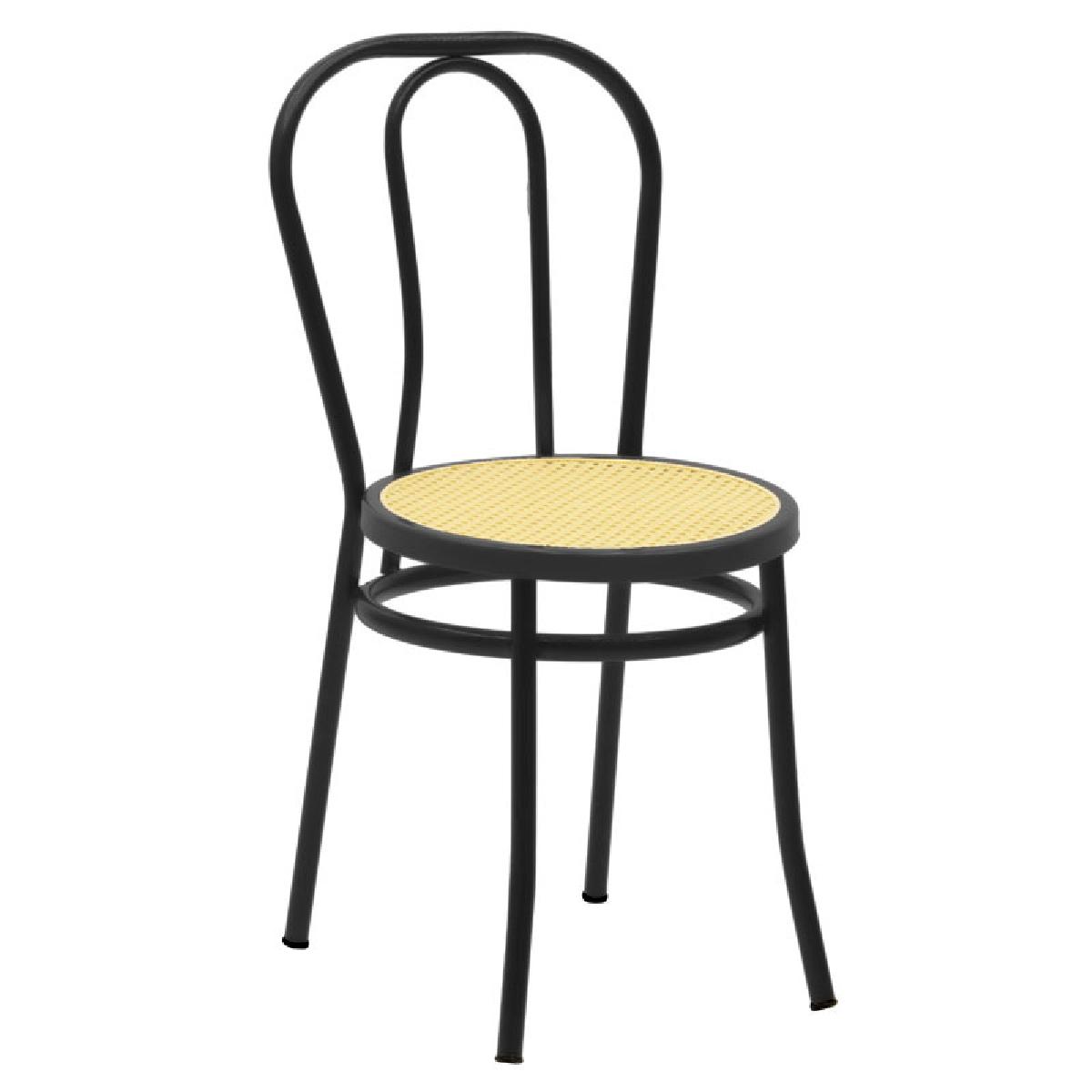 Καρέκλα Βιέννης pakoworld pe rattan μπεζ-μέταλλο μαύρο gloss