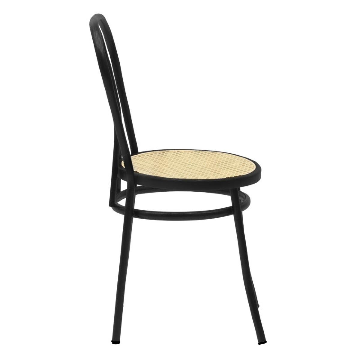 Καρέκλα Βιέννης pakoworld pe rattan μπεζ-μέταλλο μαύρο gloss