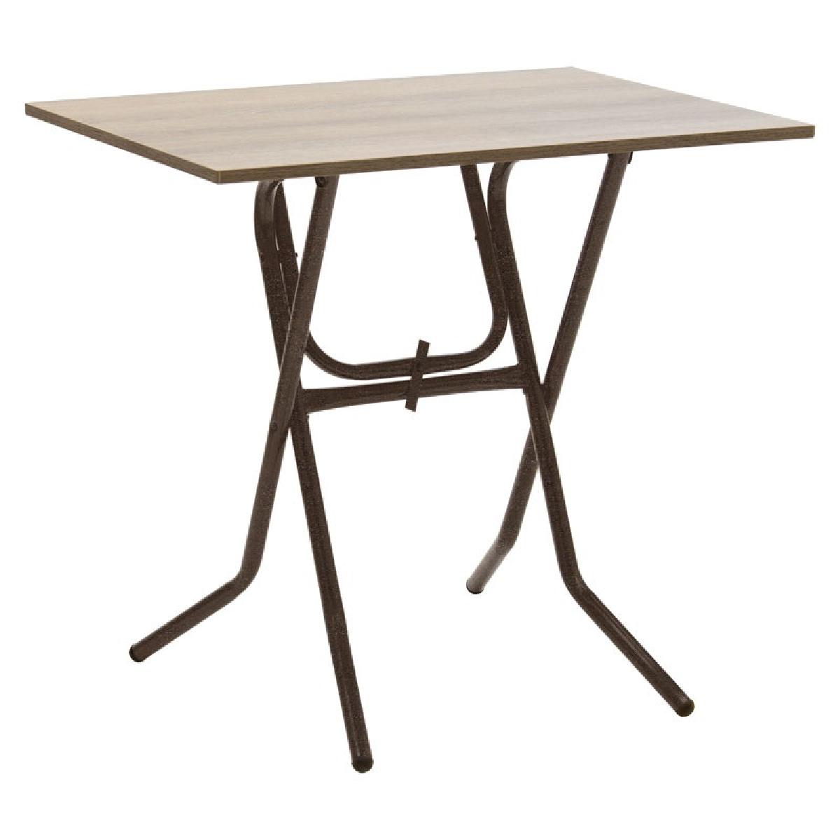 Τραπέζι PWF-0643 pakoworld πτυσσόμενο σταχτί-πόδι καφέ σφυρήλατο 80x60x75εκ