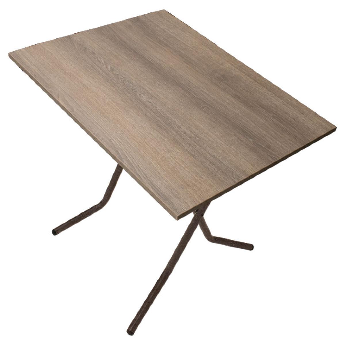 Τραπέζι PWF-0643 pakoworld πτυσσόμενο σταχτί-πόδι καφέ σφυρήλατο 80x60x75εκ