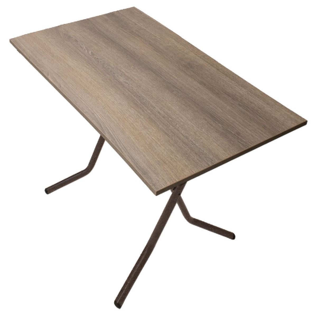 Τραπέζι PWF-0643 pakoworld πτυσσόμενο σταχτί-πόδι καφέ σφυρήλατο 100x60x75εκ