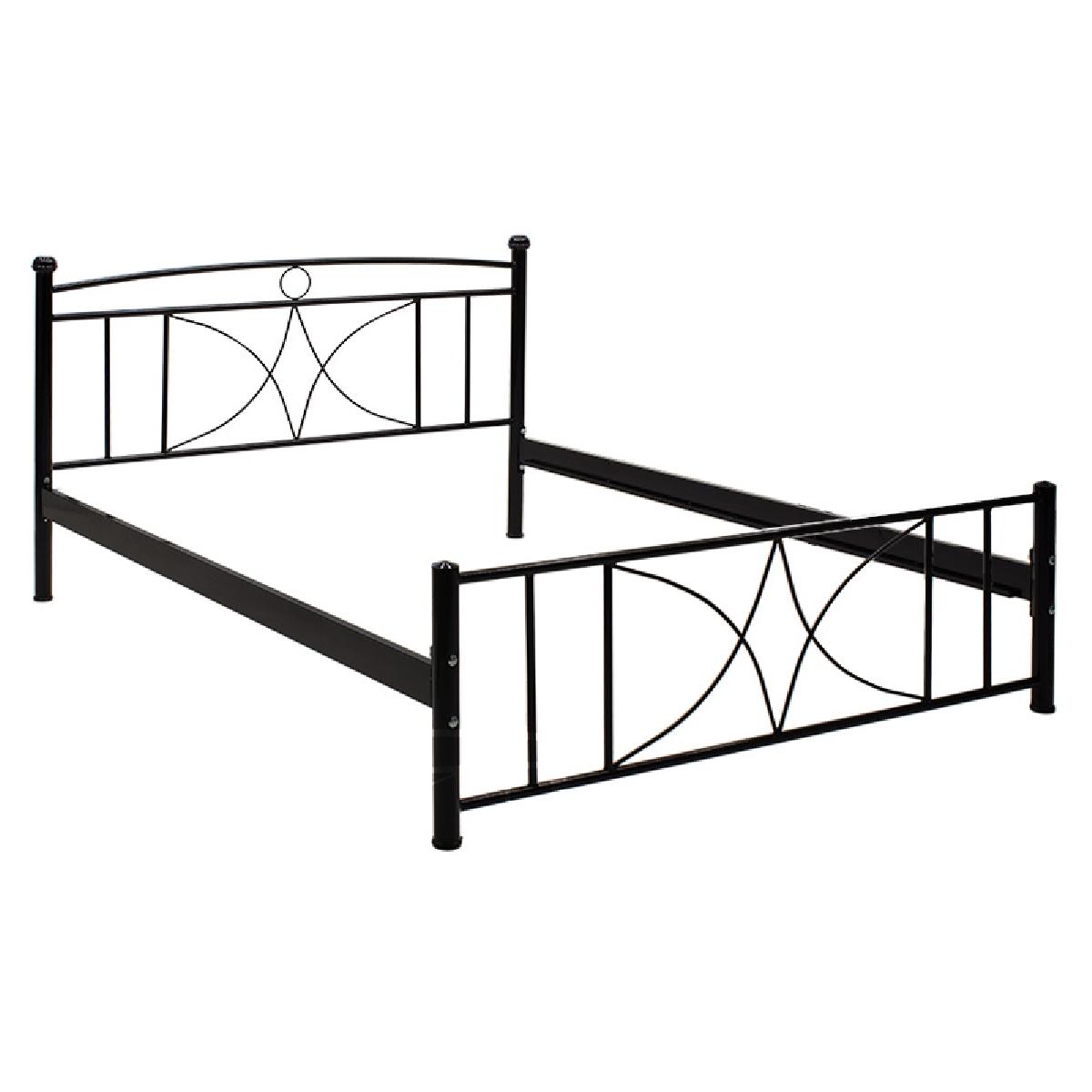 Κρεβάτι διπλό Billy pakoworld μεταλλικό χρώμα μαύρο gloss 160x200εκ