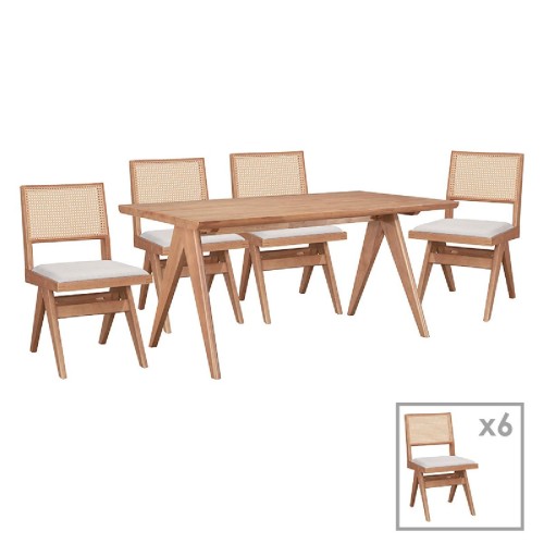 Τραπεζαρία Winslow pakoworld σετ 7τεμ ξύλο rubberwood ανοιχτό καρυδί 160x85x75εκ Τραπεζαρία Winslow pakoworld σετ 7τεμ ξύλο rubberwood ανοιχτό καρυδί 160x85x75εκ